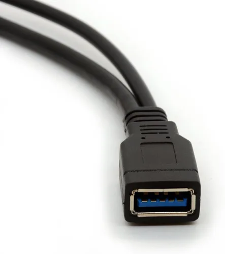 Vista 3 de USB 3.0 Cable de carga de alimentación dual Cables Y Adaptador (11.8 in) Cable tipo A macho a hembra Código de extensión 11.8 in