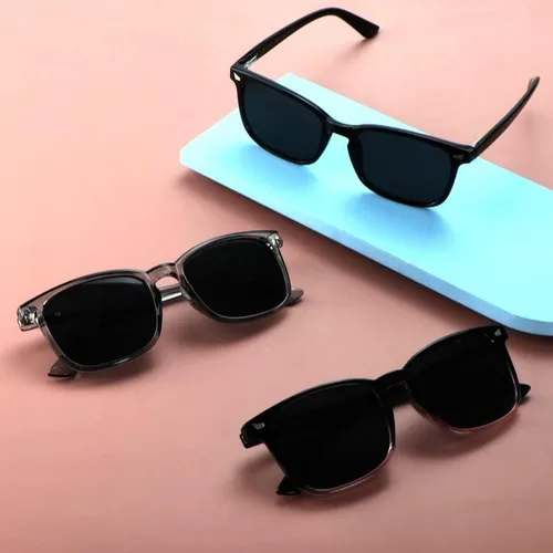 Vista 6 de 3 Pack Sunglasses for Men and Women, UV Protection Outdoor Glasses Vintage Square Full Frame