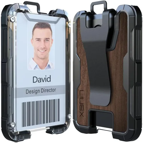 Vista 9 de LIUGX Porta-credenciales de Fibra de Carbono, Portador de Tarjetas de Identificación con Clip de Metal - Billetera Portátil de Servicio Pesado