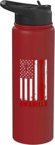 Vista 11 de Amarillo American Flag Baseball Lover USA Amarillo Stainless Steel Insulated Water Bottle