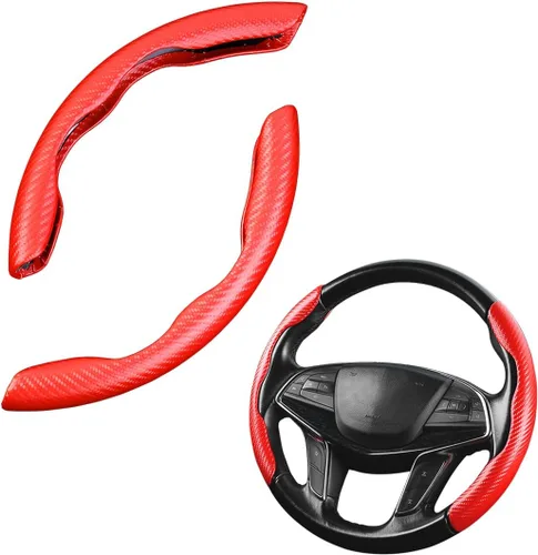 Vista 10 de LoyaForba Funda universal para volante de automóvil, protector universal de cuero segmentado de 15 pulgadas, antideslizante y suave, transpirable