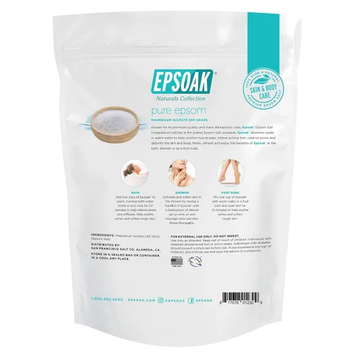 Vista 2 de epsoak Epsom sal 2,27 kg Magnesio sulfato USP