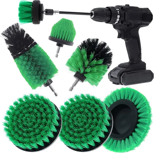 Vista 12 de Juego de 8 piezas de accesorios para cepillo de taladro, kit de cepillo de limpieza de potencia con accesorio largo extendido, cepillos de taladro