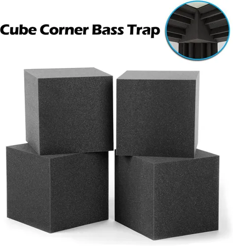 Vista 3 de Trampa para graves de 7.8 x 7.8 x 7.8 pulgadas, esquinas de espuma acústica para bajos, paneles acústicos absorbentes de sonido