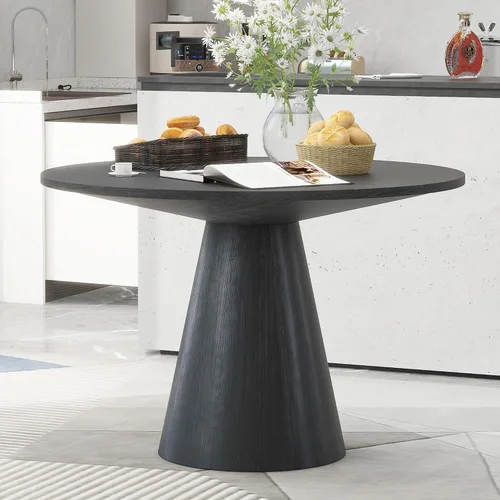 Vista 13 de WILLIAMSPACE Mesa de comedor redonda de madera de 33 pulgadas con mesa de piedra sinterizada A-33" Mesa Redonda Con Mesa Sinterizada