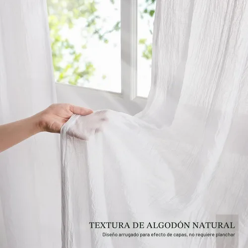 Vista 4 de Anpark Cortinas traslúcidas blancas elegantes de 96 pulgadas de largo para dormitorio, sala de estar, cortinas semitransparentes con textura