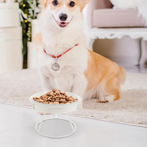 Vista 7 de Mobestech Cuenco de cerámica para gatos de alimentación lenta con soporte elevado, plato elevado antiestrangulamiento para gatos