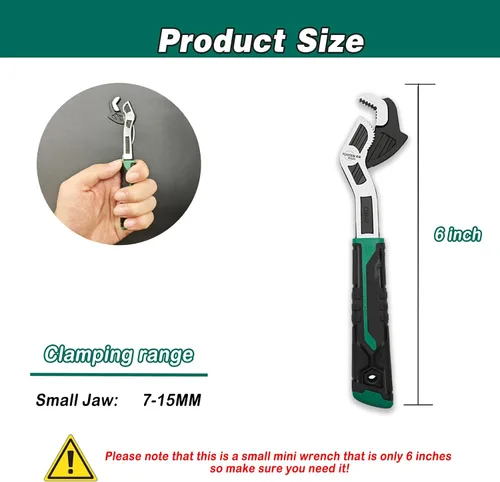 Vista 6 de Llave Ajustable de 6 Pulgadas - Ajuste Automático de Tamaño, 0.28"-0.6" (7-15MM), Ajustable con Resorte Multi-Tamaño, Llave Rápida para Auto