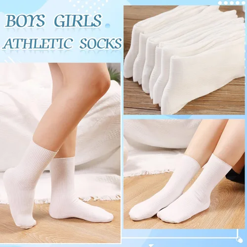 Vista 15 de Eyean Calcetines deportivos para niños y niñas, de algodón, uniformes escolares, casuales, básicos, 6 pares