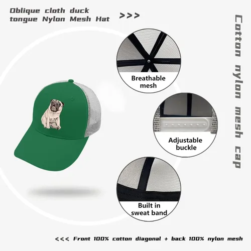 Vista 7 de Sombreros Pug Dog Dad Gorros, Gorra gráfica para hombre
