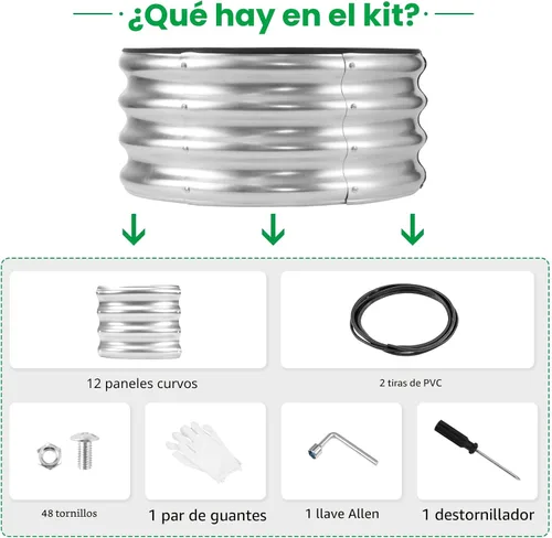 Vista 3 de JERIA Cama de Jardín Elevada, Galvanizada Elevada 2 PCS 2×2×1ft Cajas de Plantación para Exteriores con Fácil Montaje, Cama de Jardín Redonda