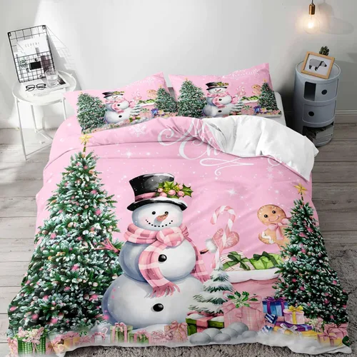 Vista 30 de LUVIVIHOME 2 piezas de funda de edredón de Navidad, juego de ropa de cama individual, ropa de cama rústica de cabaña, colcha de Navidad y Día