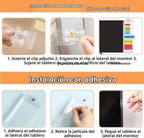 Vista 5 de Tableros de notas para monitor para computadora, paquete de 2 unidades (izquierda y derecha) multifunción de acrílico para recordatorio, panel