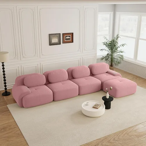 Vista 51 de Sofás modulares sin hueso de 152.8 pulgadas para sala de estar, sofá modular con diván en forma de L, cómodo asiento profundo tapizado de tela