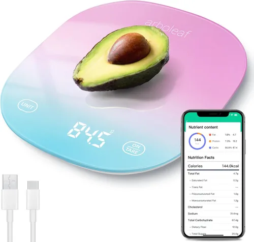 Vista 8 de Arboleaf Balanza de Cocina Inteligente para Alimentos, Báscula Digital de 22 lb con Calculadora Nutricional, Pesaje Inteligente de Cocina