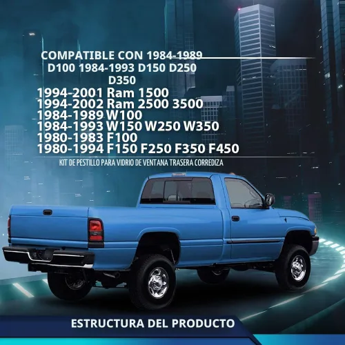 Vista 2 de PIT66 Kit de pestillo de cristal para ventana corrediza trasera compatible con Dodge D100 W100 D150 D250 W150 W250 1984-1993, compatible con Dodge