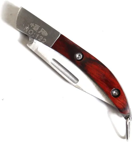 Vista 2 de ToolUSA - Cuchillo de bolsillo de 4.5 pulgadas (4.5 in) Veta de madera incrustada y mango de acero Hoja súper afilada de 2 pulgadas (2.0 in)