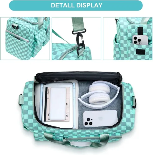 Vista 421 de Pequeña bolsa de gimnasio para mujer, bolsa de viaje con compartimento para zapatos