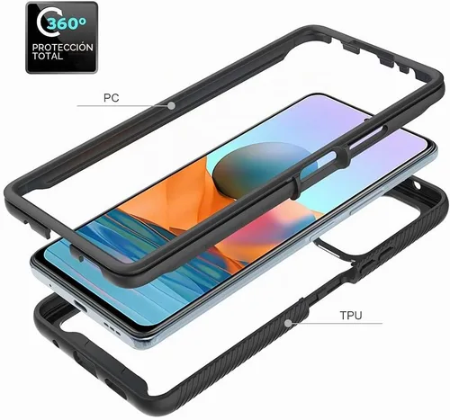 Vista 2 de Funda Redmi Note 10 Pro, funda protectora anticaídas y absorción de golpes para Xiaomi Redmi Note 10 Pro Max 4G M2101K6I Redmi Note 10 Pro 4G Negro