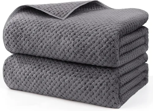 Vista 14 de HOMEXCEL Juego de Sábanas de Baño Toallas Paquete de 2 (35 x 70 Pulgadas), Toallas de Baño Ultra Suaves para Baño, Toallas Ligeras y de Secado Negro