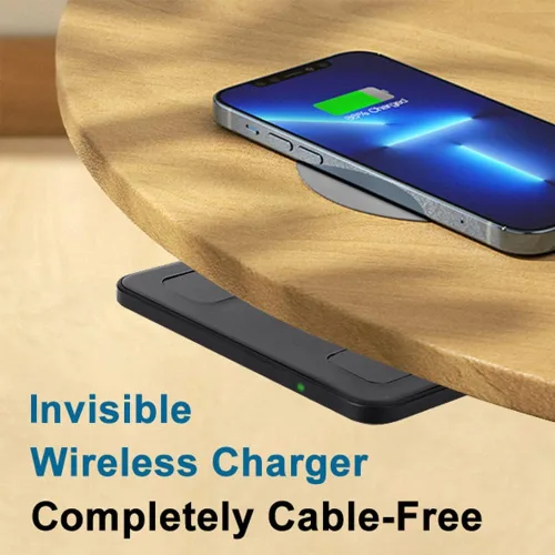 Vista 3 de Cargador inalámbrico NiiTTER invisible de 2 pulgadas (1.969 in), cargador inalámbrico debajo del escritorio, carga inalámbrica debajo del mostrador