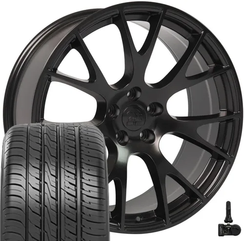 Vista 19 de OE Wheels DG15 20x9 Juego (4) neumáticos negros 5x115 y Ironman y TPMS