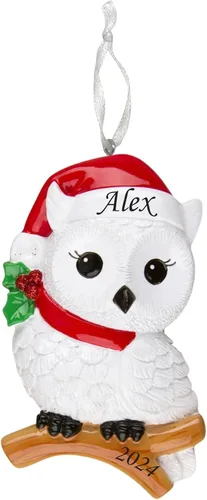 Vista 11 de 2025 Adorno de Navidad personalizado para niños – Recuerdo festivo con nombre y año personalizados – Adorno de árbol de Navidad con diseño de animal