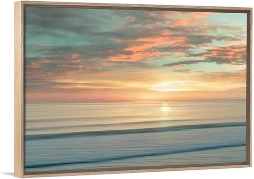 Vista 7 de CANVAS ON DEMAND Lienzo de Arte de Pared con Marco Flotante Negro de Amanecer en la Playa por Alex Hanson, Contemporáneo, Decoración del Hogar, Arte