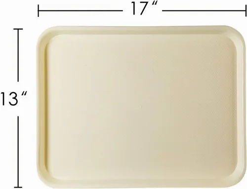 Vista 4 de Eslite Bandejas rectangulares de plástico para servir, bandejas de cafetería de comida rápida, 17 x 13 pulgadas, juego de 6 (beige)