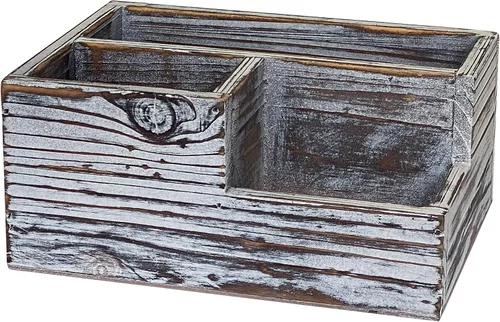 Vista 4 de Cregugua Soporte decorativo de madera rústica para bolígrafos y lápices, organizador de madera estacionaria para oficina/hogar