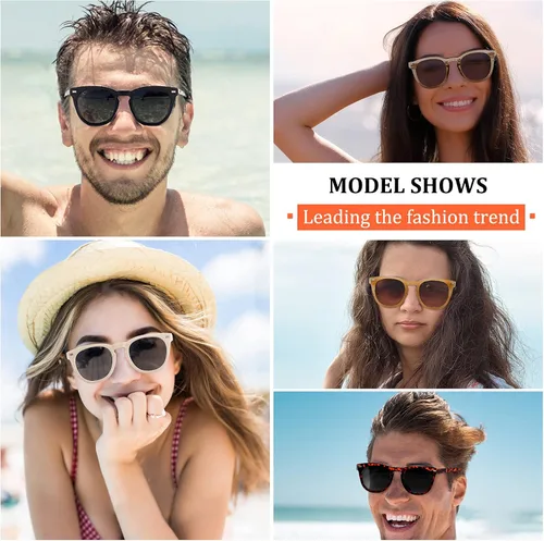 Vista 4 de Kelens Classic - Gafas de sol de marco de plástico retro redondo para mujer protección UV400 lentes polarizadas