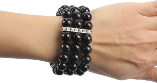 Vista 6 de KOSMOS-LI Collar de perlas de fantasía, con varias capas o líneas de perlas. Conjuntos de joyas de fantasía.