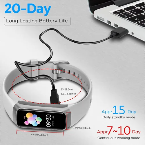 Vista 8 de Rastreador de actividad física para hombres y mujeres, reloj inteligente con presión arterial, frecuencia cardíaca, temperatura corporal y monitor