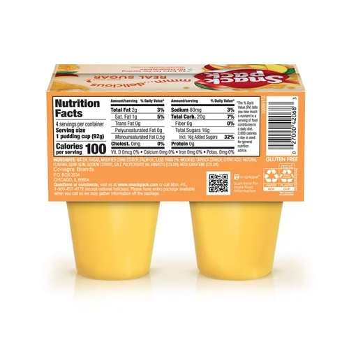 Vista 34 de Snack Pack Tazas de pudín con sabor a pastel de crema de plátano, 3.25 onzas, 4 unidades (paquete de 12)