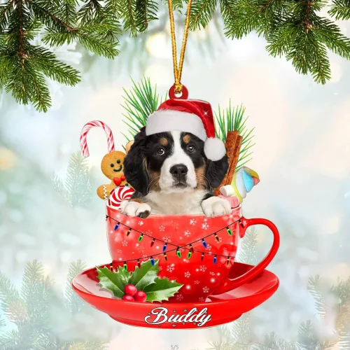 Vista 13 de Alaskan Malamute - Adorno de tetera de perro sentado en una tetera de Navidad, adorno de Navidad con nombre personalizado, adorno de automóvil