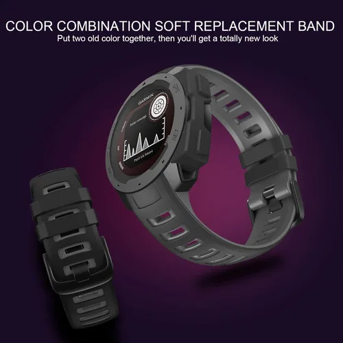 Vista 4 de ANCOOL Compatible con Garmin Instinct 2 Band, correa de silicona suave de repuesto para Garmin Instinct Tide/Esports/Solar/Smartwatches tácticos