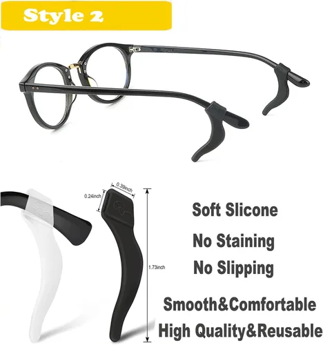 Vista 3 de Agarre para Orejas de Gafas con Cámara de Aire - 20 Pares de Sujetadores Antideslizantes para Gafas, Gancho de Silicona para Orejas, Sujetador