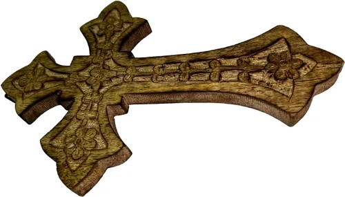Vista 3 de Iconsgr Cruz de pared tallada de madera santa ortodoxa religiosa de madera hecha a mano Crucifijo de Cristo Athos 85