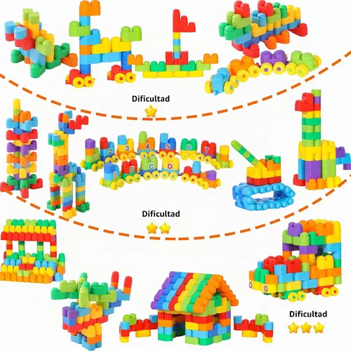 Vista 6 de RAINBOW TOYFROG Juguetes de bloques de construcción para niños pequeños, juguetes STEM de desarrollo educativo, juguetes de construcción