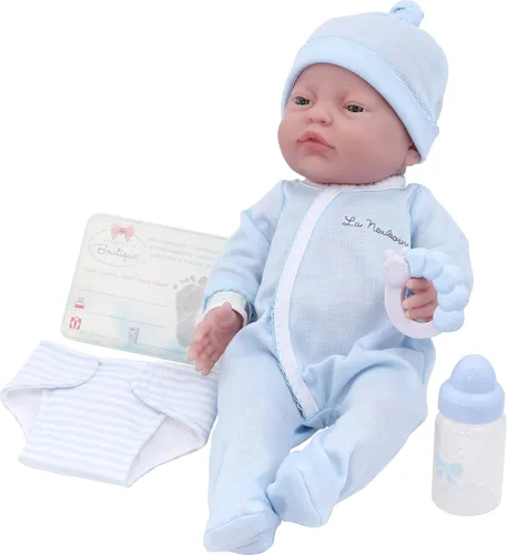 Vista 7 de JC Toys - Juego de regalo de 8 piezas de muñeca bebé Layette La Newborn Nursery Muñeca recién nacida afroamericana realista de 14 pulgadas