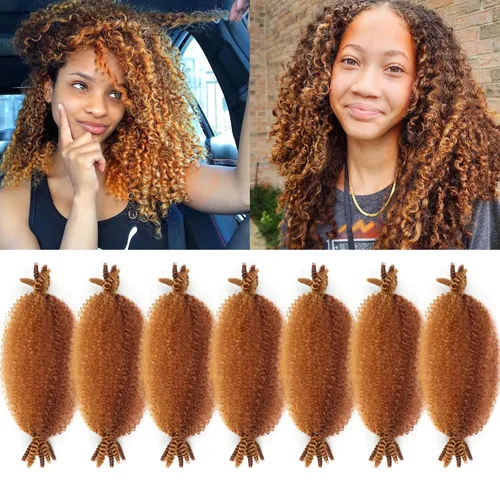 Vista 30 de Cabello afro trenzado elástico de 16 pulgadas, paquete de 3 marley twist para rastas falsas, trenzas rizadas de mariposa, cabello trenzado marley