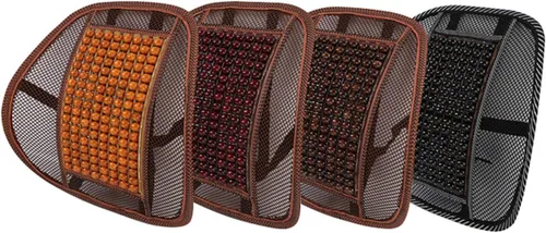 Vista 8 de Soporte lumbar de madera con cuentas de masaje cómodo cojín de respaldo para asiento de automóvil, silla de oficina en casa, negro