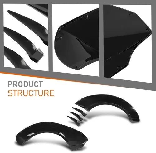 Vista 7 de CROSSDESIGN 4 guardabarros con canards delanteros compatibles con Chevy Camaro ZL1 2010-2015 MB estilo negro
