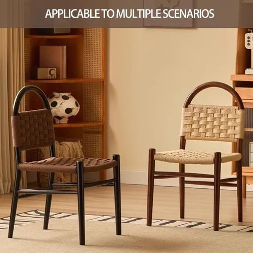 Vista 8 de Rattan Dining Room Chairs Wooden, Woven Kitchen Chairs, Dining Room Chair with Wood Legs, Vanity Chair,Armless Side Chair for Home Bar Restaurant