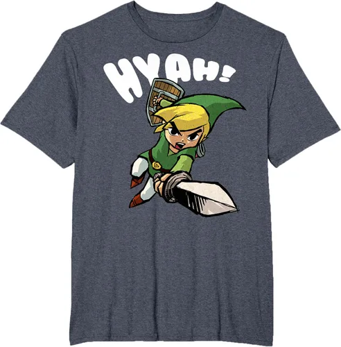 Vista 26 de Nintendo Legend of Zelda Link Hyah Poster - Camiseta pequeña Azul Marino