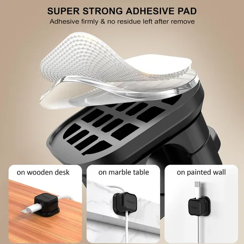 Vista 6 de Picozon - Paquete de 6 soportes magnéticos para cables, organizador de cables adhesivos Picozon para teléfono, cargador USB, organizador