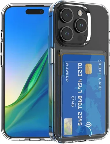 Vista 27 de 【Actualización】 Funda tipo cartera transparente para iPhone 13, antiamarilleo, delgada, parachoques de TPU + funda trasera de policarbonato con 2
