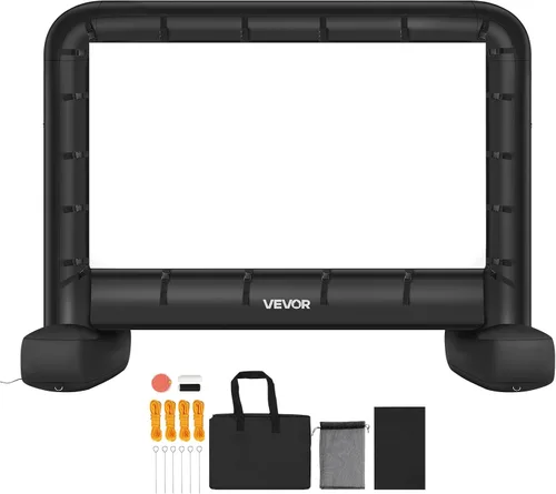 Vista 9 de VEVOR Pantalla de cine inflable de 14 pies, pantalla de proyector inflable con bolsa de almacenamiento portátil, proyección de película fácil