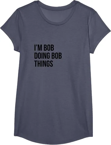Vista 13 de Camiseta con texto en inglés "I'm Bob Doing Bob Things" Asfalto