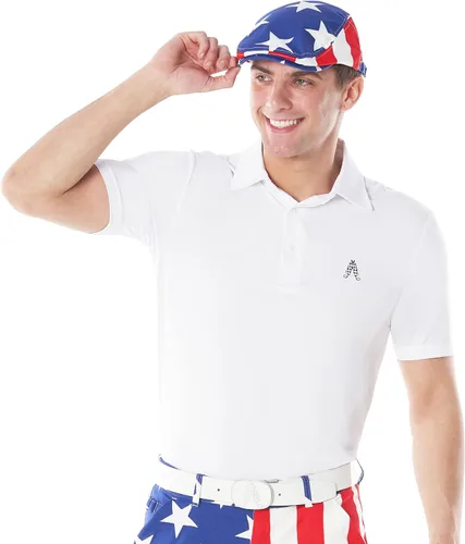 Vista 2 de Gorra plana de golf Royal & Awesome para hombres, divertidas gorras de golf